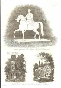 Pomnik ks. Poniatowskiego i Świątynia Sybilli oraz Dom Gotycki w Puławach - Chodźko 1835