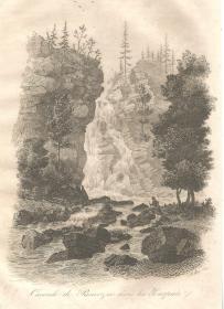 Wodospad Pasieczno w Karpatach - Chodźko 1835