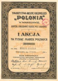 Towarzystwo Akcyjne Ubezpieczeń „Polonia” - Henryk Grohman 1922