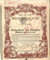 Obligacja Miasta Paryża 1896