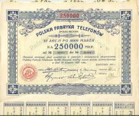 Polska Fabryka Telefonów 250 000 Marek 1923