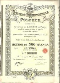 Towarzystwo Przemysłu Polskiego 500 Franków 1919