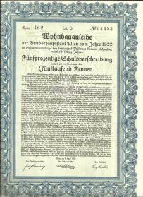 Obligacja Miasta Wiednia 1922