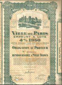 Obligacja Miasta Paryża 1000 Franków 1930