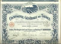 Kompania Generalna Tytoniu 100 Franków 1927