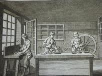 ENCYCLOPEDIE DIDEROT, Recueil de Planches (…). CLOUTIER D'EPINGLES. Produkcja gwoździ. 2 PL. 1763