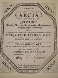 203. CENTRA. Spółka akcyjna dla zawodu cukierniczego i piekarskiego. Katowice 1923