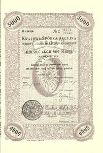 215. KRAJOWA Spółka Akcyjna Budowy i Eksploatacji Samochodów. 5000 Marek. Warszawa 1921