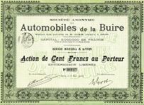 257. ZBIÓR 3 akcji motoryzacyjnych AUTOMOBILES DE LA BUIRE. Lyon 31 XII 1897/8 V 1908/1 II 1917