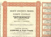 Kopalnie Europy Centralnej Luksemburg 1931 500 Franków