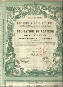 Obligacja Miasta Paryża 1931 Seria B