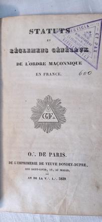 Masoneria- Statuty Wielkiego Wschodu Francji 1839