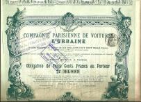 Zbiór 8 akcji kompanii motoryzacyjnych taksówek Paryża 1902-1945
