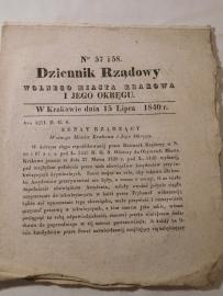 DZIENNIK RZĄDOWY Wolnego Miasta Krakowa i Jego Okręgu nr 1 15 VII 1840