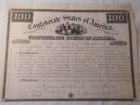 CONFEDERATE STATES OF AMERICA LOAN 1 V 1861 100 DOLARÓW