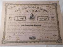 CONFEDERATE STATES OF AMERICA LOAN 2 III 1863 1000 DOLARÓW GEN. T.J. JACKSON