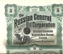 The Russian General Oil Corporation – Rafinerie i Kopalnie w Baku Alfred Nobel 5 Funtów 1913