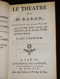 Dzieła zebrane Michela Barona ucznia Moliera Paryż 1759