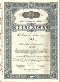 Obligacja 6% Pożyczki Narodowej 50 zł 1934 Włoska Spółka Akcyjna
