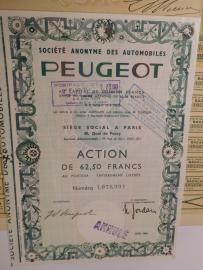 ZBIÓR 6 francuskich akcji motoryzacyjnych PEUGEOT od 1902