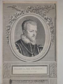RANSONNETTE Nicolas, Filip II król Hiszpanii miedzioryt ca 1765