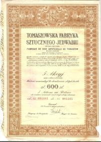 Tomaszowska Fabryka Sztucznego Jedwabiu 600 zł 1935
