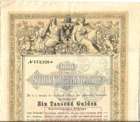 Obligacja C. K. Austrii 1000 Złotych Waluty Austriackiej 1 XI 1868