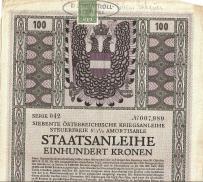 5,5 % C.K. Austriacka Pożyczka Wojenna 1 XI 1917 100 Koron