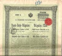 Obligacja C. K. Austrii 1000 Guldenów w złocie 1 X 1876