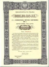 Obligacja Pożyczki Wewnętrznej 1000 Złotych 1937