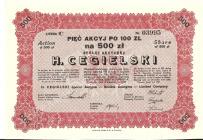 Spółka Akcyjna Hipolit Cegielski w Poznaniu 500 zł 1929