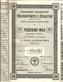Warszawskie Towarzystwo Transportu i Żeglugi 12 500 Marek 1923